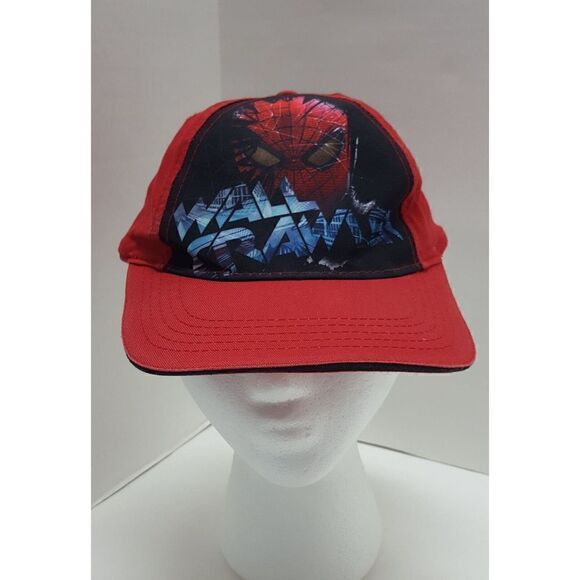 Spider Man Red Hat Cap Strapback Wall Crawler Youth One Size Fits Most - Picture 3 of 11